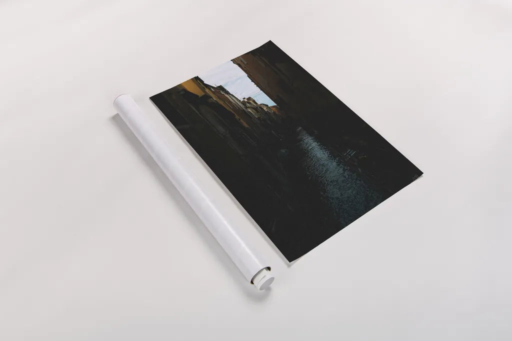 Venice Canal by Max Blakesberg Studios. shown as a rolled paper print. Available as archival giclee rolled canvas, fine art paper, or poster print. SKU 91648h.