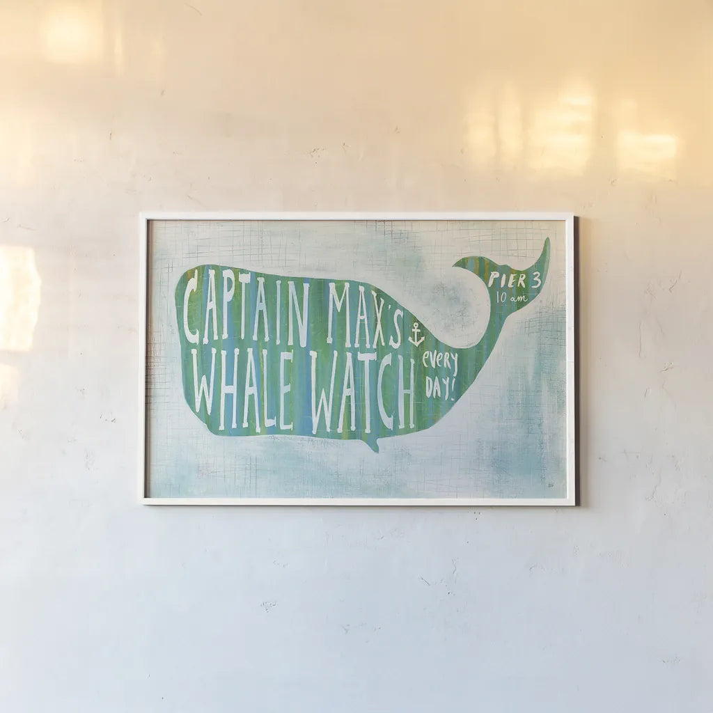 Ahoy I with Words by Melissa Averinos. shown as a paper print in a white frame. Available as a archival giclee rolled canvas, fine art paper, or poster print. SKU 27158i.