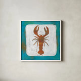 Ahoy II Red Blue by Melissa Averinos. Shown in a crisp white glass frame for a clean and minimalist style. Available as an archival giclee rolled canvas, fine art paper, or poster print. SKU 27695a.