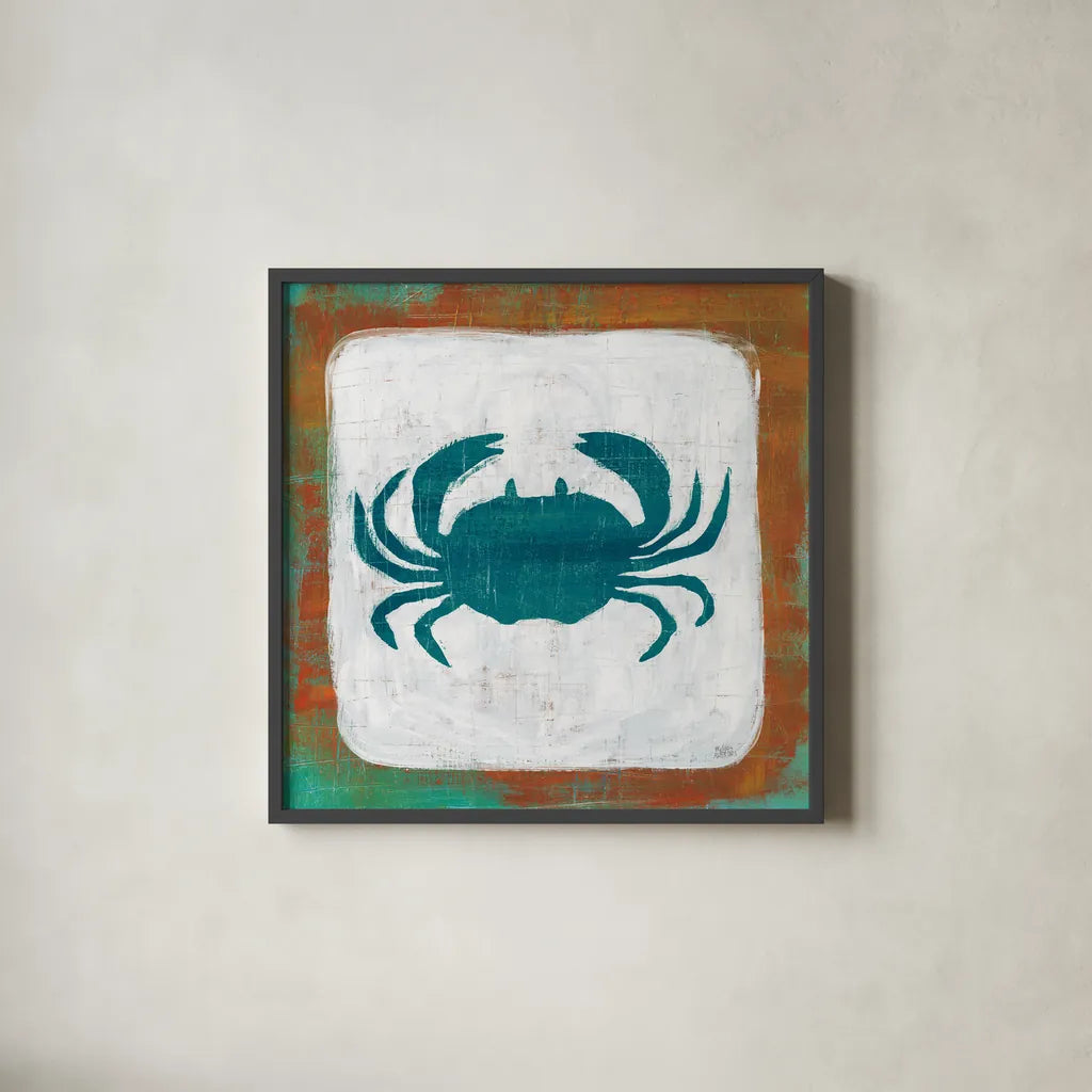 Ahoy V Red Blue by Melissa Averinos. Shown in a sleek black glass frame for a contemporary gallery look. Available as an archival giclee rolled canvas, fine art paper, or poster print. SKU 27698a.