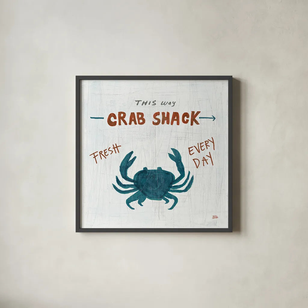 Ahoy X Square by Melissa Averinos. Shown in a sleek black glass frame for a contemporary gallery look. Available as an archival giclee rolled canvas, fine art paper, or poster print. SKU 32113a.