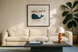 Ahoy XI by Melissa Averinos. Displayed in a glass frame with matte in a clean modern living room. Available as an archival giclee rolled canvas, fine art paper, or poster print. SKU 27706a.
