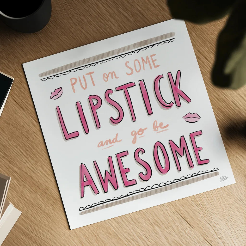 Awesome Lipstick by Melissa Averinos. Shown as a detailed flat fine art print, highlighting archival giclee quality. Available as an archival giclee rolled canvas, fine art paper, or poster print. SKU 59172a.