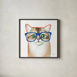 Bespectacled Pet II by Melissa Averinos. Shown in a sleek black glass frame for a contemporary gallery look. Available as an archival giclee rolled canvas, fine art paper, or poster print. SKU 54788a.