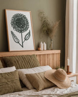 Bloom Town I by Melissa Averinos. shown as a paper print in a natural frame. Available as a archival giclee rolled canvas, fine art paper, or poster print. SKU 34012h.