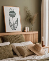 Bloom Town II by Melissa Averinos. shown as a paper print in a natural frame. Available as a archival giclee rolled canvas, fine art paper, or poster print. SKU 34013h.