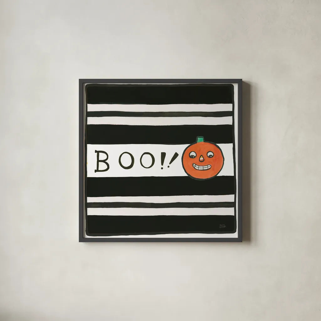 Boo by Melissa Averinos. Shown in a sleek black glass frame for a contemporary gallery look. Available as an archival giclee rolled canvas, fine art paper, or poster print. SKU 57876a.