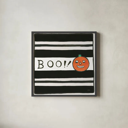 Boo by Melissa Averinos. Shown in a sleek black glass frame for a contemporary gallery look. Available as an archival giclee rolled canvas, fine art paper, or poster print. SKU 57876a.