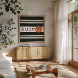 Boo by Melissa Averinos. Shown in a natural wood frame in a cozy modern living room. Available as an archival giclee rolled canvas, fine art paper, or poster print. SKU 57876a.