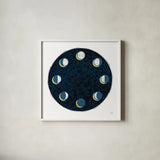 Celestial Map by Melissa Averinos. Shown in a crisp white glass frame for a clean and minimalist style. Available as an archival giclee rolled canvas, fine art paper, or poster print. SKU 65379a.