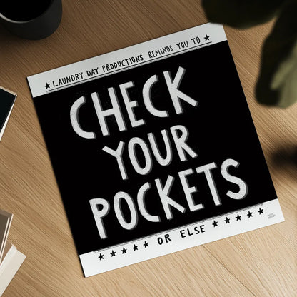 Check Your Pockets by Melissa Averinos. Shown as a detailed flat fine art print, highlighting archival giclee quality. Available as an archival giclee rolled canvas, fine art paper, or poster print. SKU 59465a.