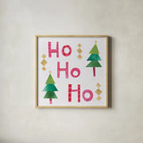 Christmas Collage I by Melissa Averinos. Shown in a natural wood glass frame for a timeless modern aesthetic. Available as an archival giclee rolled canvas, fine art paper, or poster print. SKU 33135a.