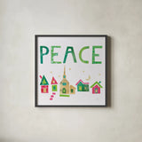 Christmas Collage IV by Melissa Averinos. Shown in a sleek black glass frame for a contemporary gallery look. Available as an archival giclee rolled canvas, fine art paper, or poster print. SKU 33138a.