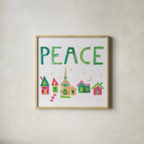 Christmas Collage IV by Melissa Averinos. Shown in a natural wood glass frame for a timeless modern aesthetic. Available as an archival giclee rolled canvas, fine art paper, or poster print. SKU 33138a.