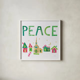 Christmas Collage IV by Melissa Averinos. Shown in a crisp white glass frame for a clean and minimalist style. Available as an archival giclee rolled canvas, fine art paper, or poster print. SKU 33138a.