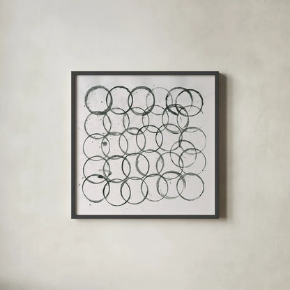 Circle Element 2 by Melissa Averinos. Shown in a sleek black glass frame for a contemporary gallery look. Available as an archival giclee rolled canvas, fine art paper, or poster print. SKU 28959a.