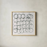 Circle Element 2 by Melissa Averinos. Shown in a natural wood glass frame for a timeless modern aesthetic. Available as an archival giclee rolled canvas, fine art paper, or poster print. SKU 28959a.
