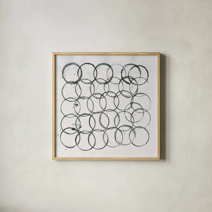 Circle Element 2 by Melissa Averinos. Shown in a natural wood glass frame for a timeless modern aesthetic. Available as an archival giclee rolled canvas, fine art paper, or poster print. SKU 28959a.