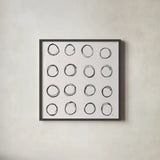 Circle Element 3 by Melissa Averinos. Shown in a sleek black glass frame for a contemporary gallery look. Available as an archival giclee rolled canvas, fine art paper, or poster print. SKU 28960a.