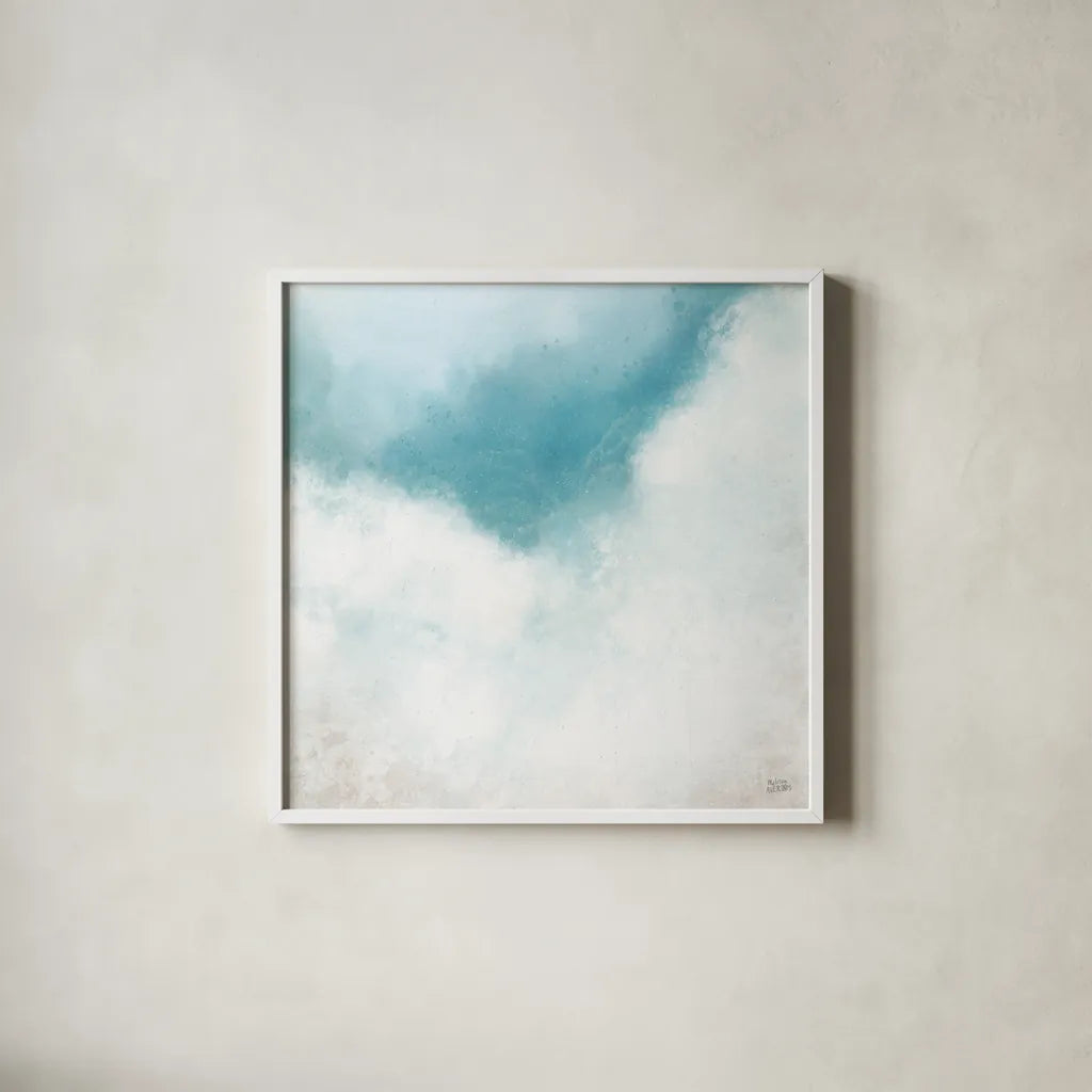 Cloudscape I by Melissa Averinos. Shown in a crisp white glass frame for a clean and minimalist style. Available as an archival giclee rolled canvas, fine art paper, or poster print. SKU 59176a.
