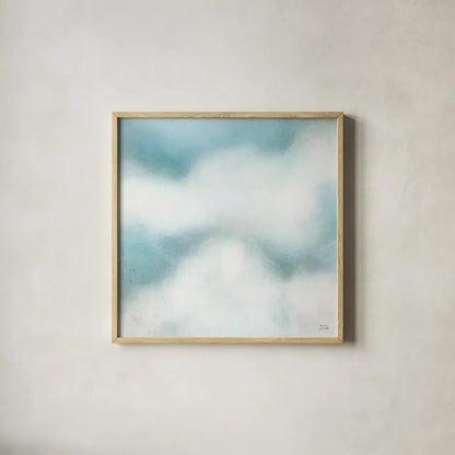 Cloudscape II by Melissa Averinos. Shown in a natural wood glass frame for a timeless modern aesthetic. Available as an archival giclee rolled canvas, fine art paper, or poster print. SKU 59177a.
