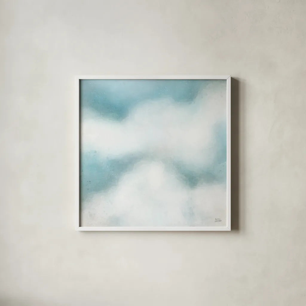 Cloudscape II by Melissa Averinos. Shown in a crisp white glass frame for a clean and minimalist style. Available as an archival giclee rolled canvas, fine art paper, or poster print. SKU 59177a.