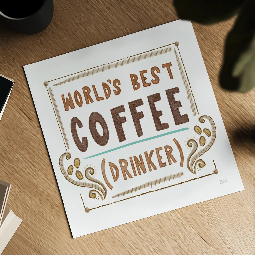 Coffee is Life II by Melissa Averinos. Shown as a detailed flat fine art print, highlighting archival giclee quality. Available as an archival giclee rolled canvas, fine art paper, or poster print. SKU 59974a.