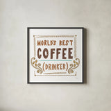 Coffee is Life II by Melissa Averinos. Shown in a sleek black glass frame for a contemporary gallery look. Available as an archival giclee rolled canvas, fine art paper, or poster print. SKU 59974a.