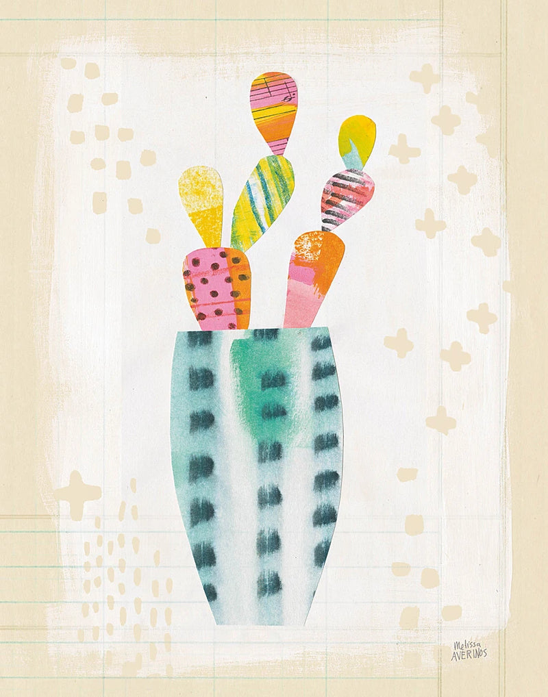 Collage Cactus I on Graph Paper by Melissa Averinos
