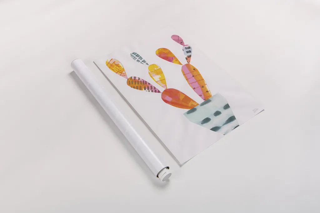 Collage Cactus IV by Melissa Averinos. shown as a rolled paper print. Available as archival giclee rolled canvas, fine art paper, or poster print. SKU 23878h.