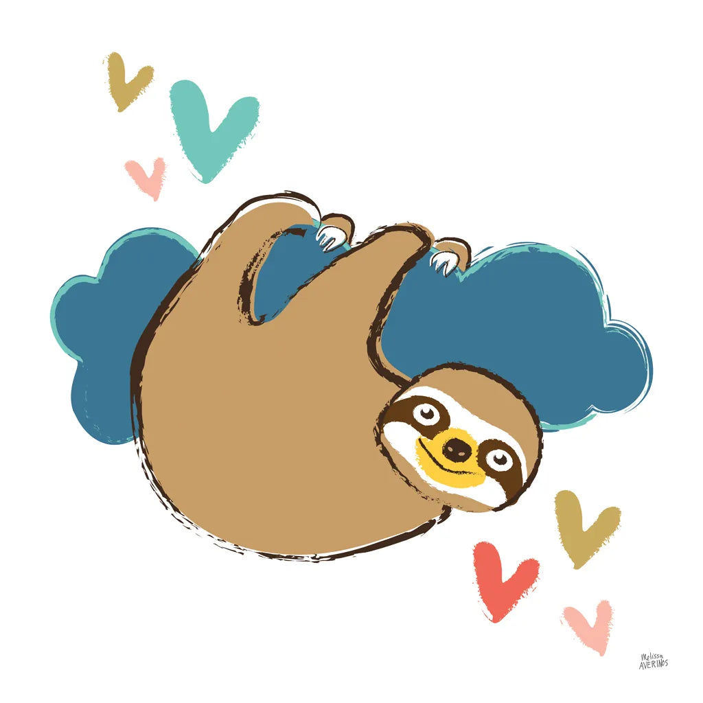 Colorful Sloth II by Melissa Averinos. SKU 56790a. Archival Giclee Fine art print for wall decor.