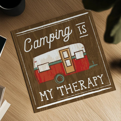 Comfy Camping IV by Melissa Averinos. Shown as a detailed flat fine art print, highlighting archival giclee quality. Available as an archival giclee rolled canvas, fine art paper, or poster print. SKU 59740a.
