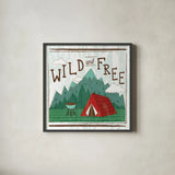 Comfy Camping V by Melissa Averinos. Shown in a sleek black glass frame for a contemporary gallery look. Available as an archival giclee rolled canvas, fine art paper, or poster print. SKU 59741a.