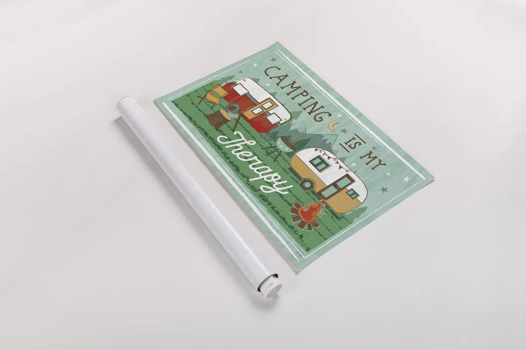 Comfy Camping VIII by Melissa Averinos. shown as a rolled paper print. Available as archival giclee rolled canvas, fine art paper, or poster print. SKU 59744i.