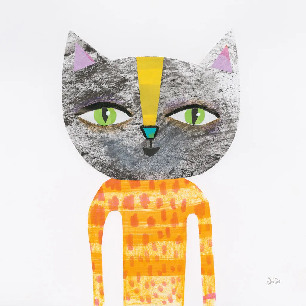 Cool Cats I by Melissa Averinos. SKU 32893a. Archival Giclee Fine art print for wall decor.