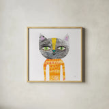 Cool Cats I by Melissa Averinos. Shown in a natural wood glass frame for a timeless modern aesthetic. Available as an archival giclee rolled canvas, fine art paper, or poster print. SKU 32893a.
