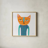 Cool Cats II by Melissa Averinos. Shown in a natural wood glass frame for a timeless modern aesthetic. Available as an archival giclee rolled canvas, fine art paper, or poster print. SKU 32894a.