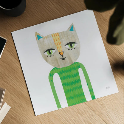 Cool Cats III by Melissa Averinos. Shown as a detailed flat fine art print, highlighting archival giclee quality. Available as an archival giclee rolled canvas, fine art paper, or poster print. SKU 32895a.