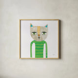 Cool Cats III by Melissa Averinos. Shown in a natural wood glass frame for a timeless modern aesthetic. Available as an archival giclee rolled canvas, fine art paper, or poster print. SKU 32895a.
