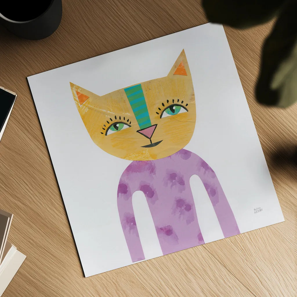 Cool Cats IV by Melissa Averinos. Shown as a detailed flat fine art print, highlighting archival giclee quality. Available as an archival giclee rolled canvas, fine art paper, or poster print. SKU 32896a.