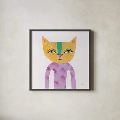 Cool Cats IV by Melissa Averinos. Shown in a sleek black glass frame for a contemporary gallery look. Available as an archival giclee rolled canvas, fine art paper, or poster print. SKU 32896a.