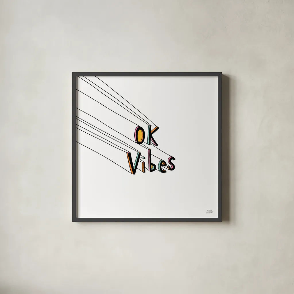 Cool Saying I by Melissa Averinos. Shown in a sleek black glass frame for a contemporary gallery look. Available as an archival giclee rolled canvas, fine art paper, or poster print. SKU 59170a.