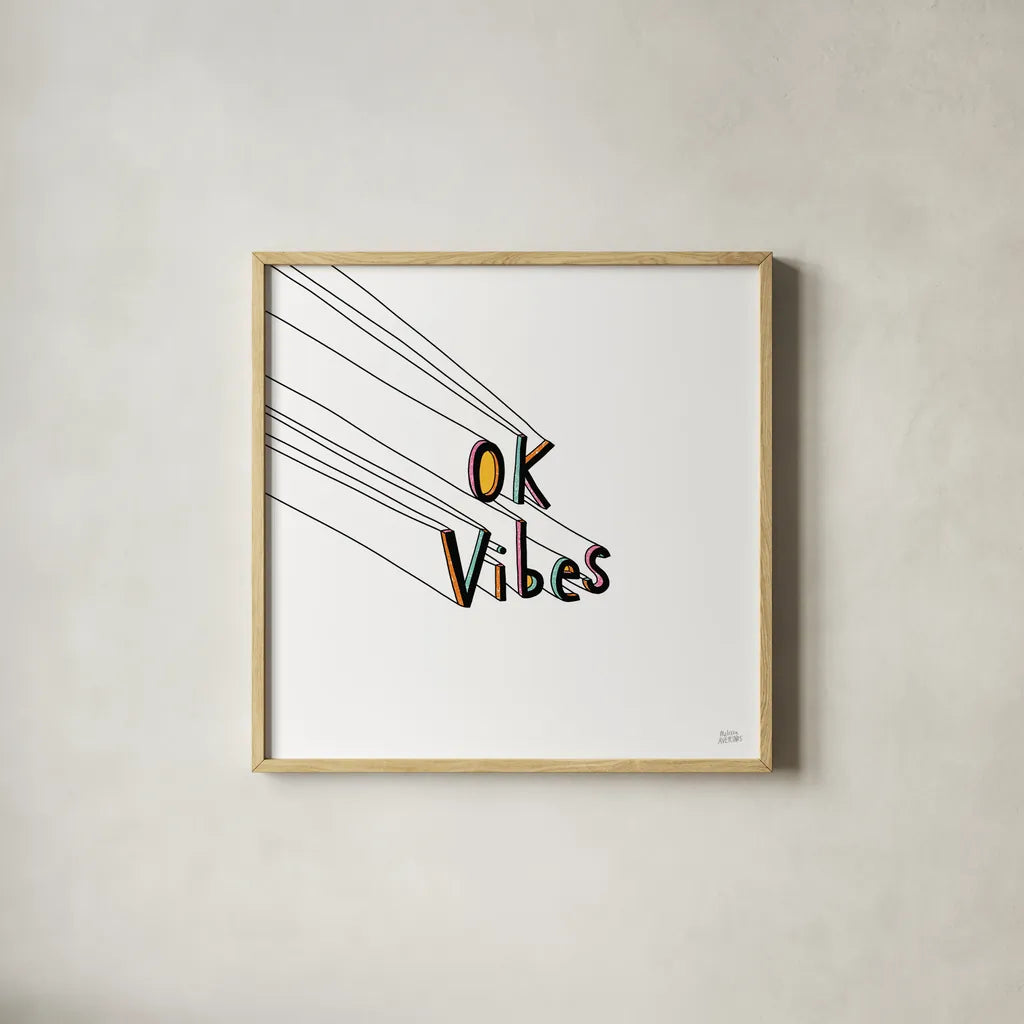 Cool Saying I by Melissa Averinos. Shown in a natural wood glass frame for a timeless modern aesthetic. Available as an archival giclee rolled canvas, fine art paper, or poster print. SKU 59170a.