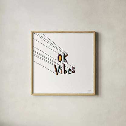 Cool Saying I by Melissa Averinos. Shown in a natural wood glass frame for a timeless modern aesthetic. Available as an archival giclee rolled canvas, fine art paper, or poster print. SKU 59170a.