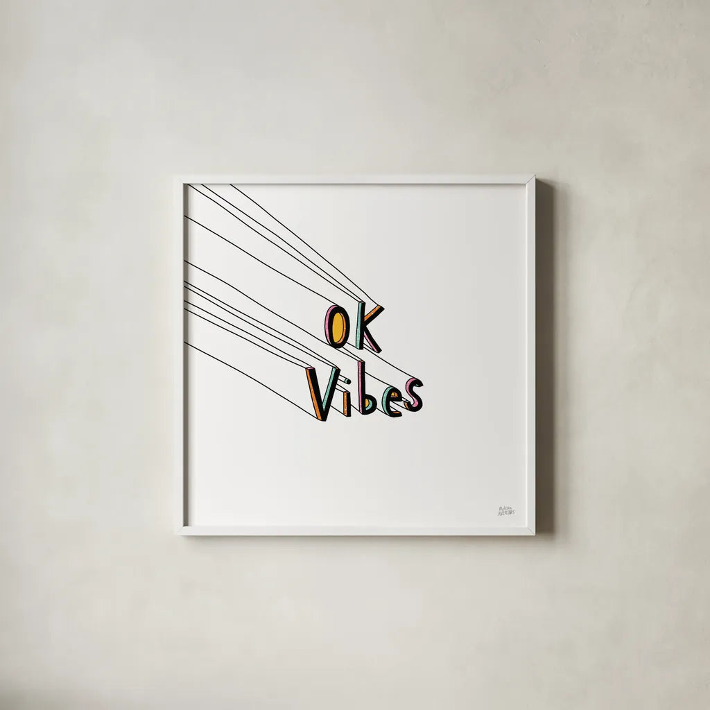 Cool Saying I by Melissa Averinos. Shown in a crisp white glass frame for a clean and minimalist style. Available as an archival giclee rolled canvas, fine art paper, or poster print. SKU 59170a.