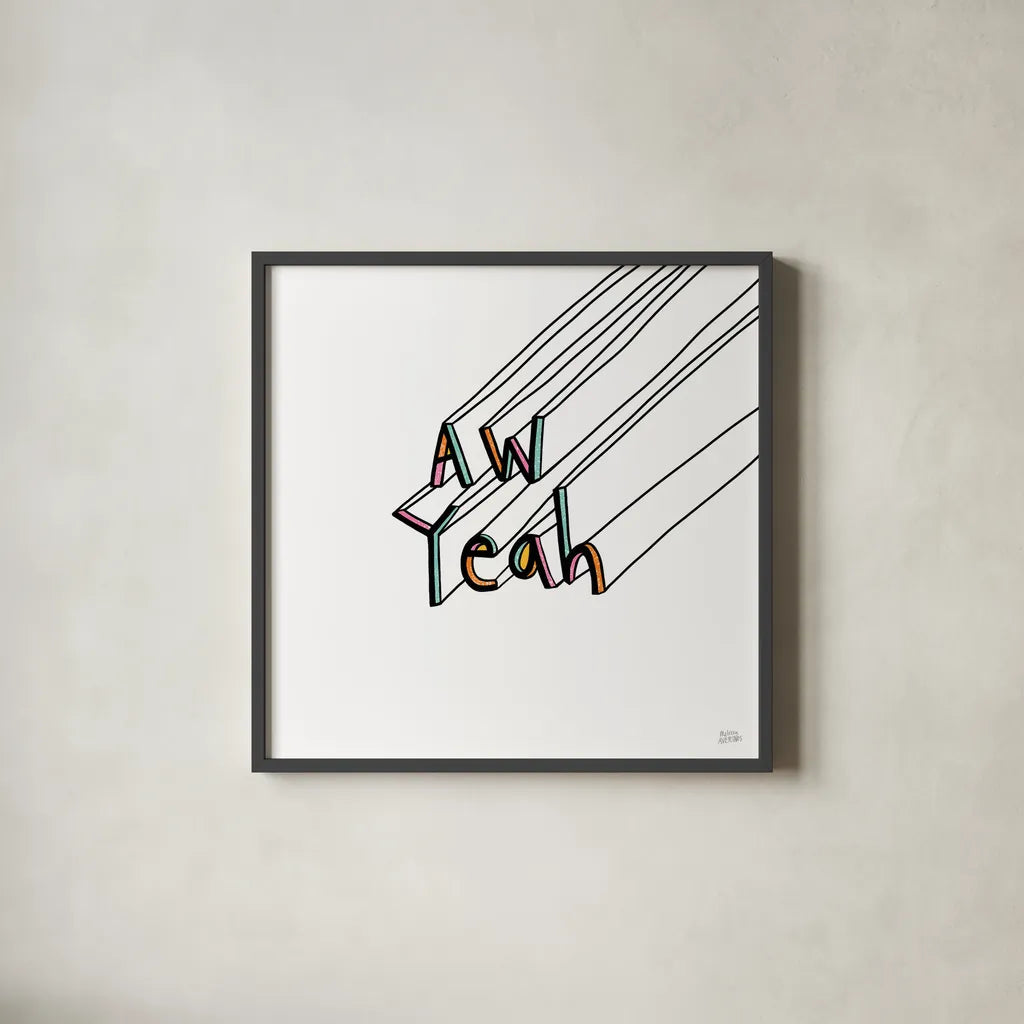 Cool Saying II by Melissa Averinos. Shown in a sleek black glass frame for a contemporary gallery look. Available as an archival giclee rolled canvas, fine art paper, or poster print. SKU 59171a.