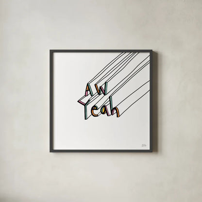 Cool Saying II by Melissa Averinos. Shown in a sleek black glass frame for a contemporary gallery look. Available as an archival giclee rolled canvas, fine art paper, or poster print. SKU 59171a.