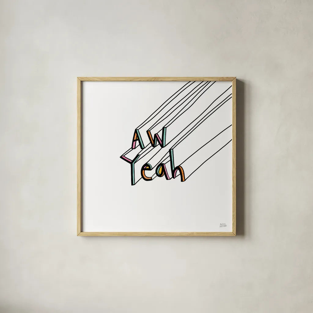 Cool Saying II by Melissa Averinos. Shown in a natural wood glass frame for a timeless modern aesthetic. Available as an archival giclee rolled canvas, fine art paper, or poster print. SKU 59171a.