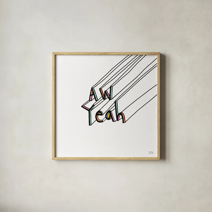 Cool Saying II by Melissa Averinos. Shown in a natural wood glass frame for a timeless modern aesthetic. Available as an archival giclee rolled canvas, fine art paper, or poster print. SKU 59171a.