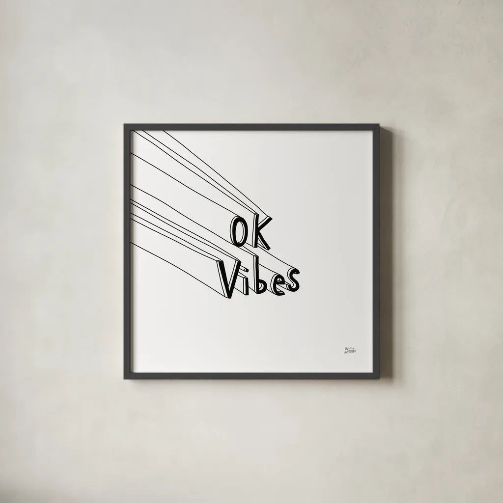 Cool Sayings I BW by Melissa Averinos. Shown in a sleek black glass frame for a contemporary gallery look. Available as an archival giclee rolled canvas, fine art paper, or poster print. SKU 64387a.